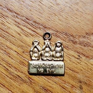 Gold Three Wise Monkeys Pet Charm